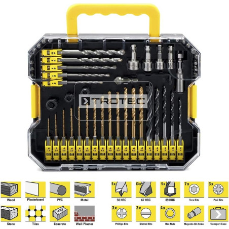 Urbju un uzgaļu komplekts ar 1/4" stiprinājumu 49gab. Trotec